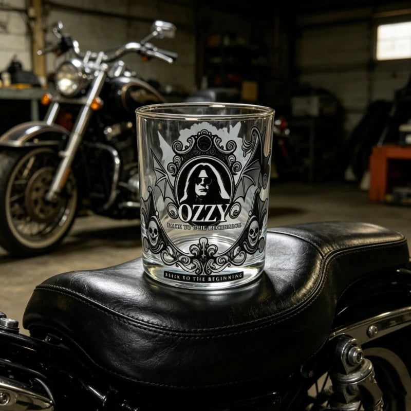 Bartender Black Skull Bat Rock Whiskey Glass