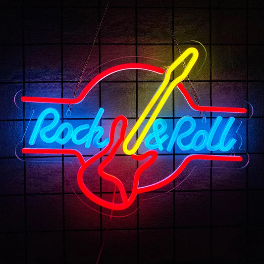 Bartender Black Rock & Roll Neon Bar Sign