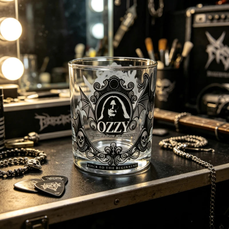Bartender Black Skull Bat Rock Whiskey Glass