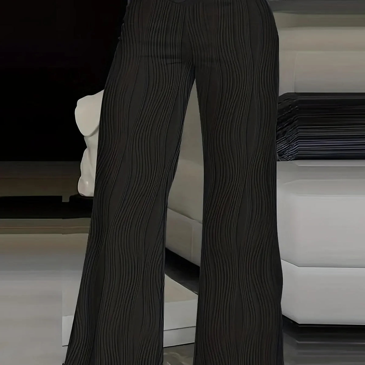 Bartender Black Women's Wide-Leg Flare Pants