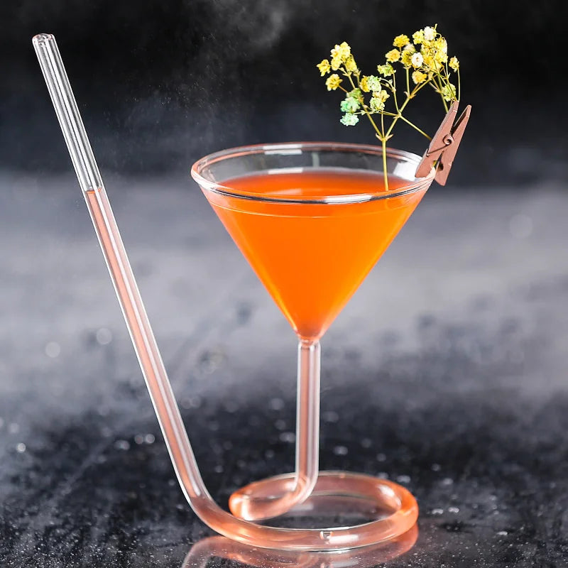 Bartender Black Cocktail Goblet Glass with Pipette