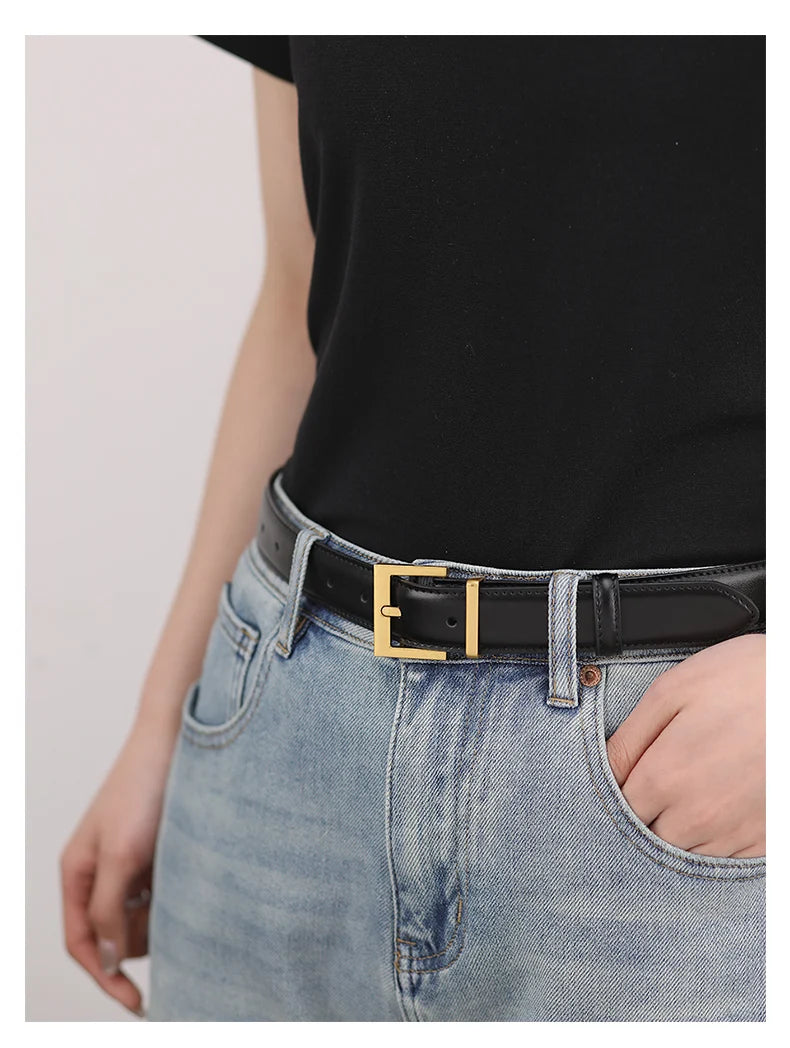 New Luxury Double Genuine Leather Belt for Women