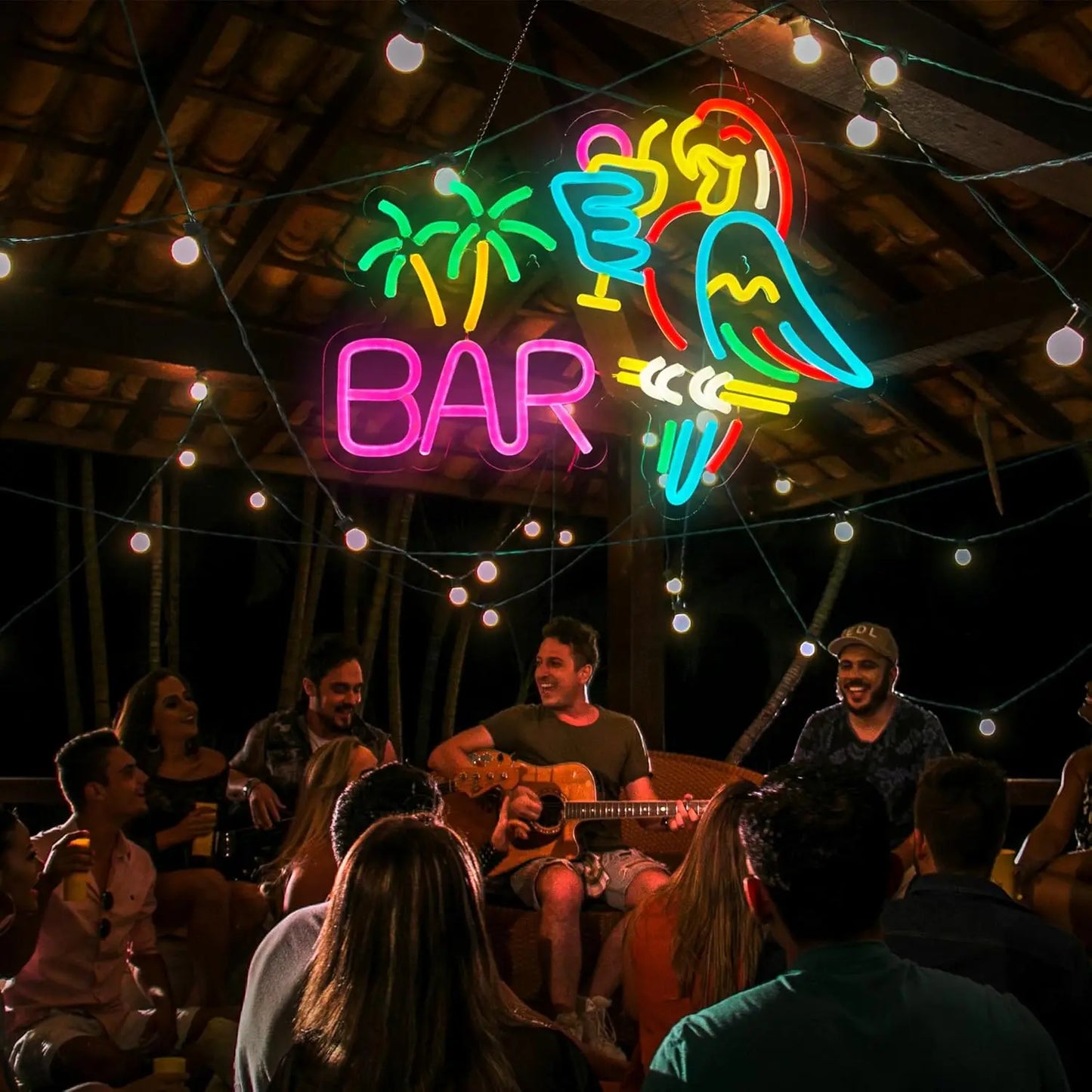 Bartender Black Bar Open LED Neon Sign