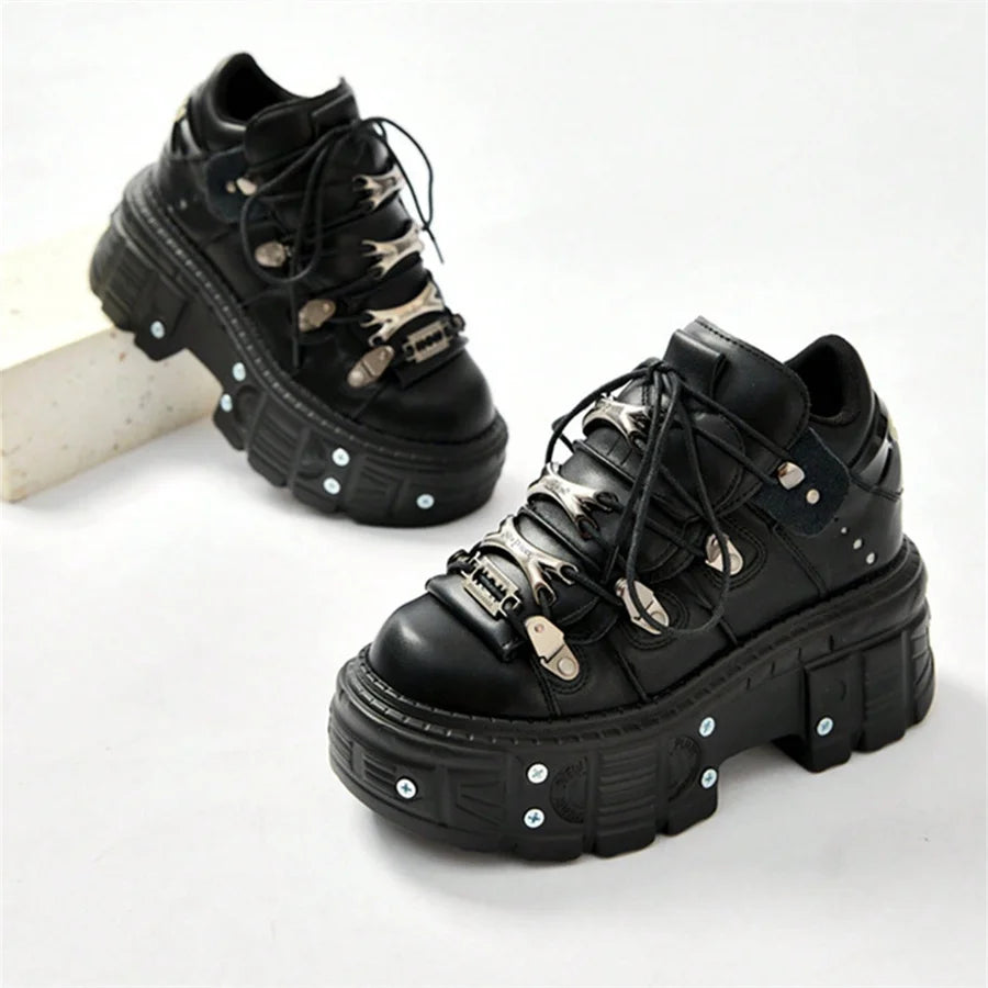 Punk Style Women Black Shoes