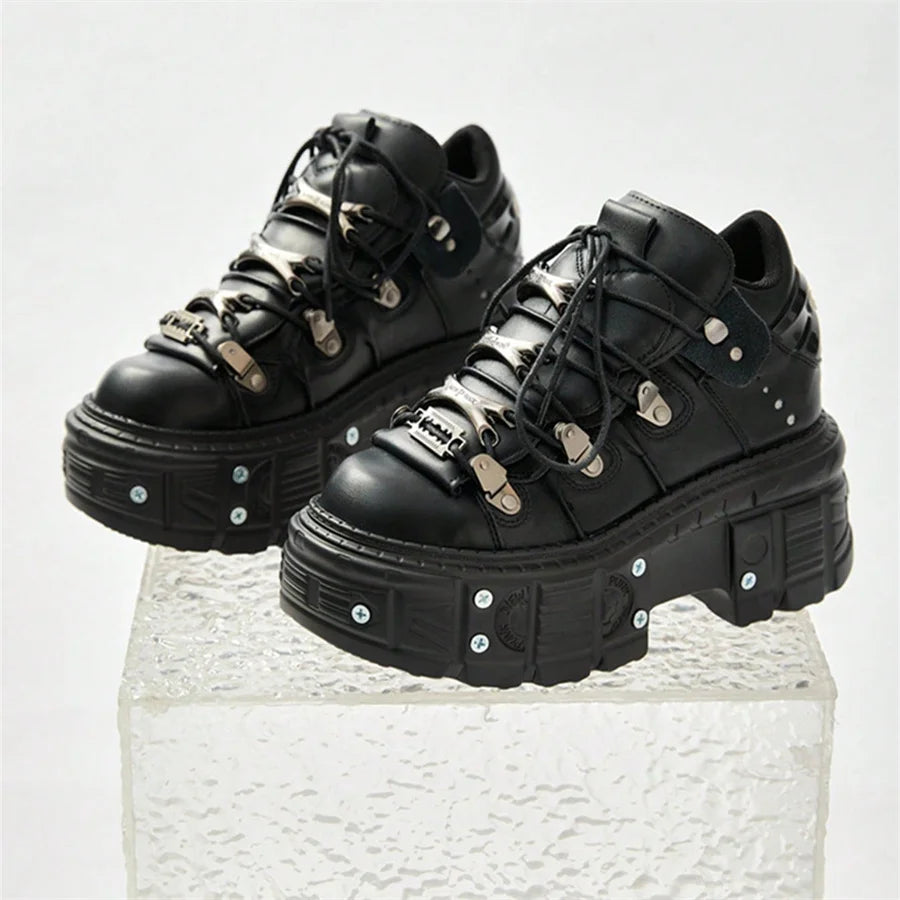 Punk Style Women Black Shoes