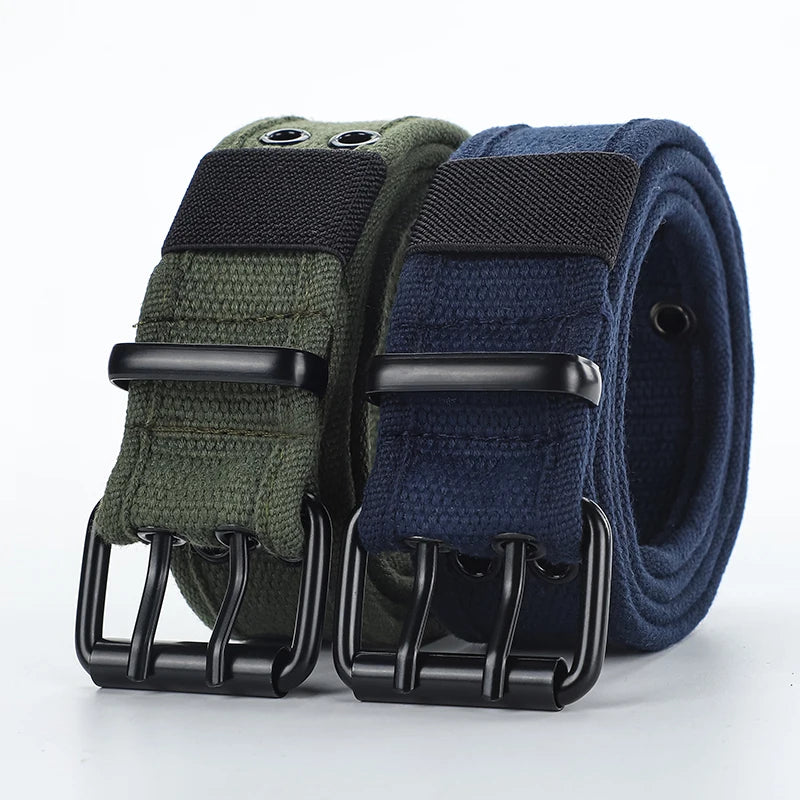 Men's and women's double button canvas belt