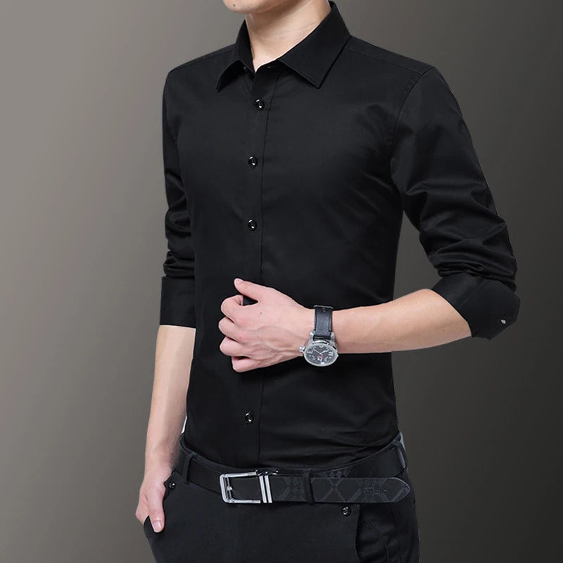 Bartender Black Men's Slim Fit Long Sleeve Shirt