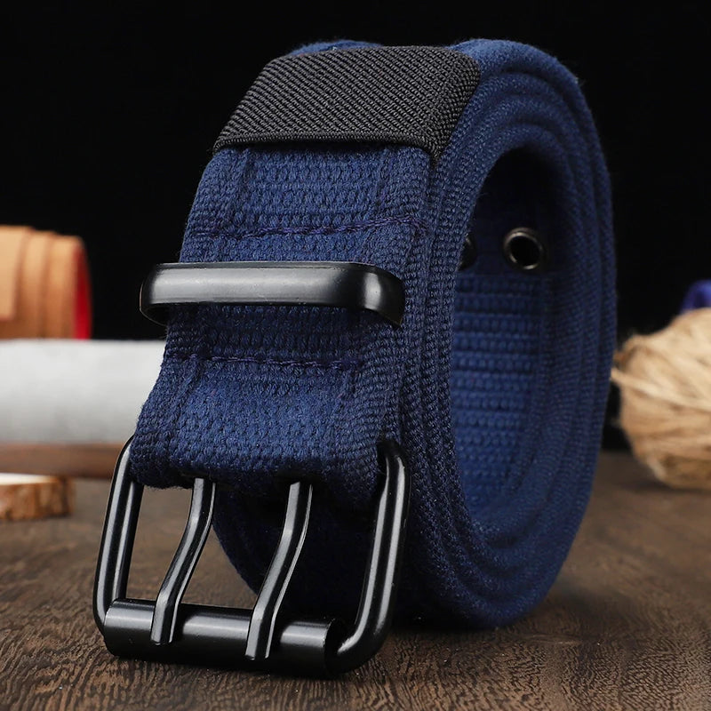 Men's and women's double button canvas belt