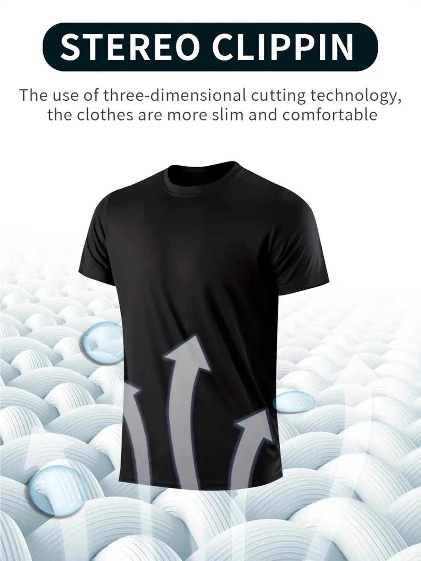3-Piece Black Ultra-Light Men's Quick-Drying Breathable Sweat-Absorbent Shirt