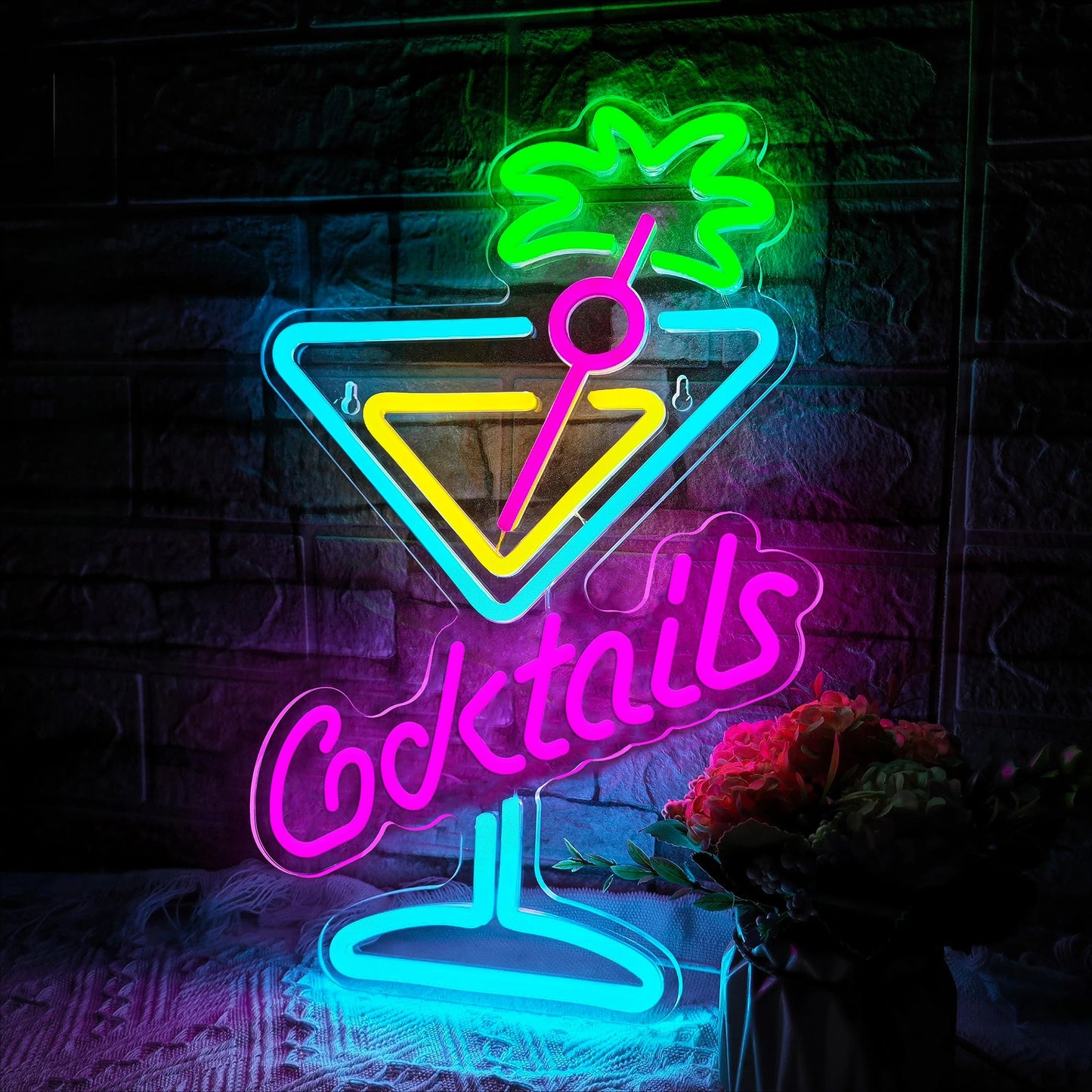 Bartender Black Cocktails LED Neon Sign