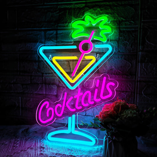 Bartender Black Cocktails LED Neon Sign