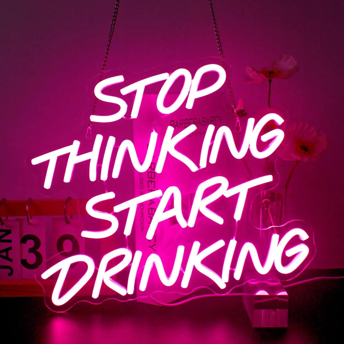 Bartender Black Stop Thinking Start Drinking Neon Sign