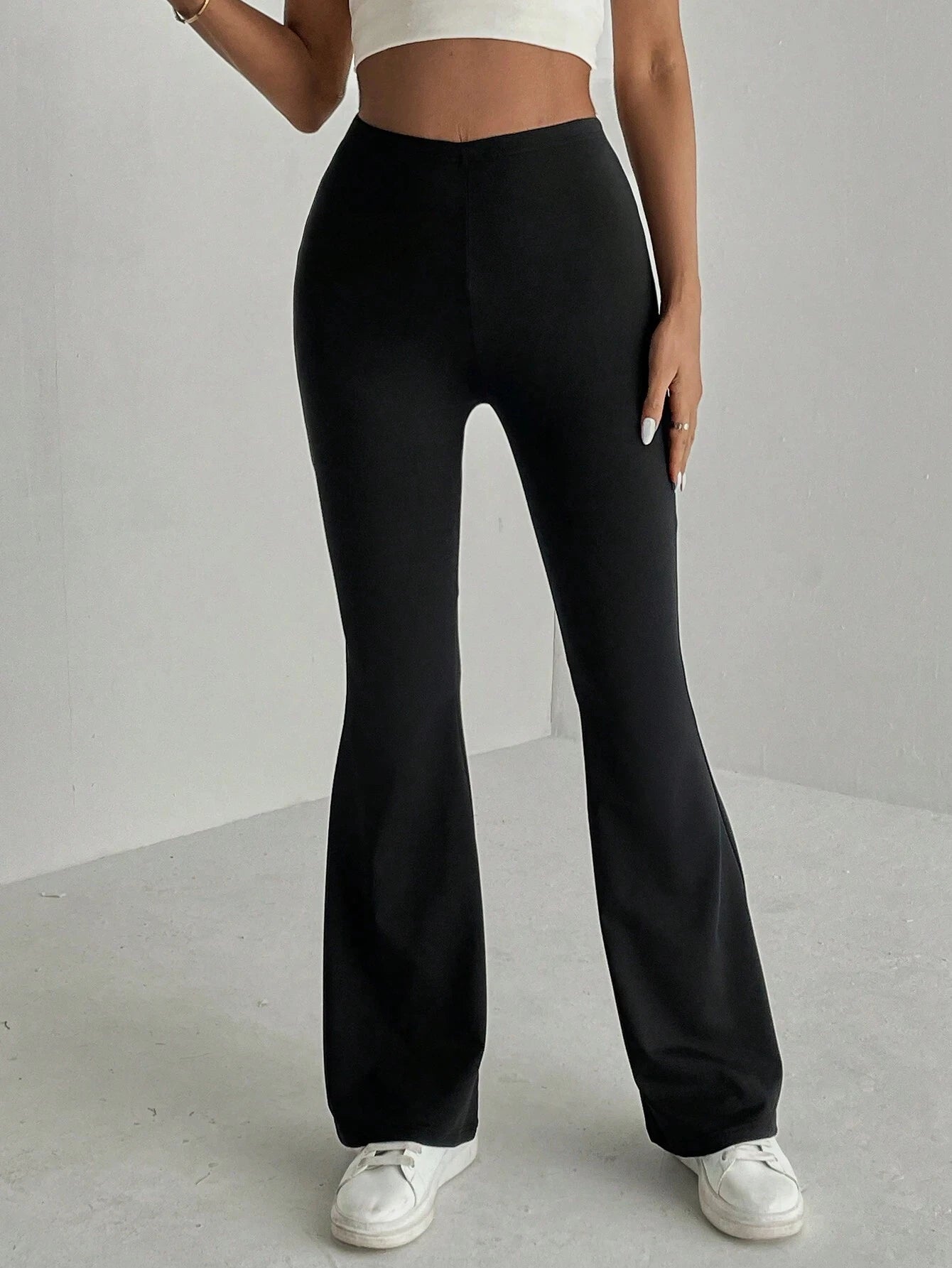 Women's Bartending Plain High Waist Flare Pant