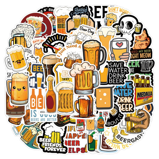 110PCS Cartoon Beer Creative Waterproof Sticker