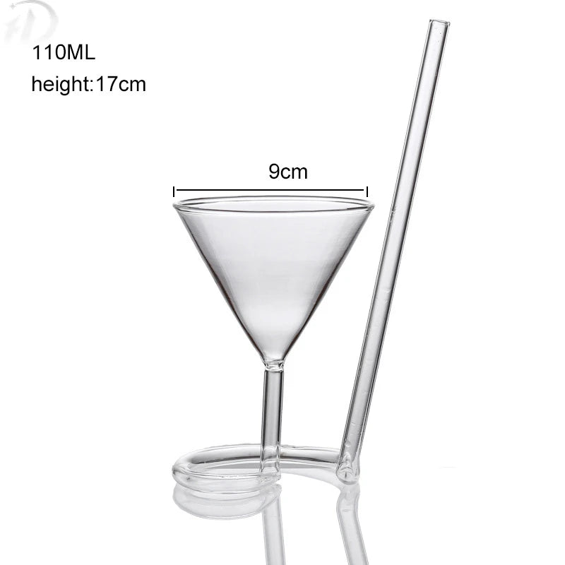 Bartender Black Cocktail Goblet Glass with Pipette
