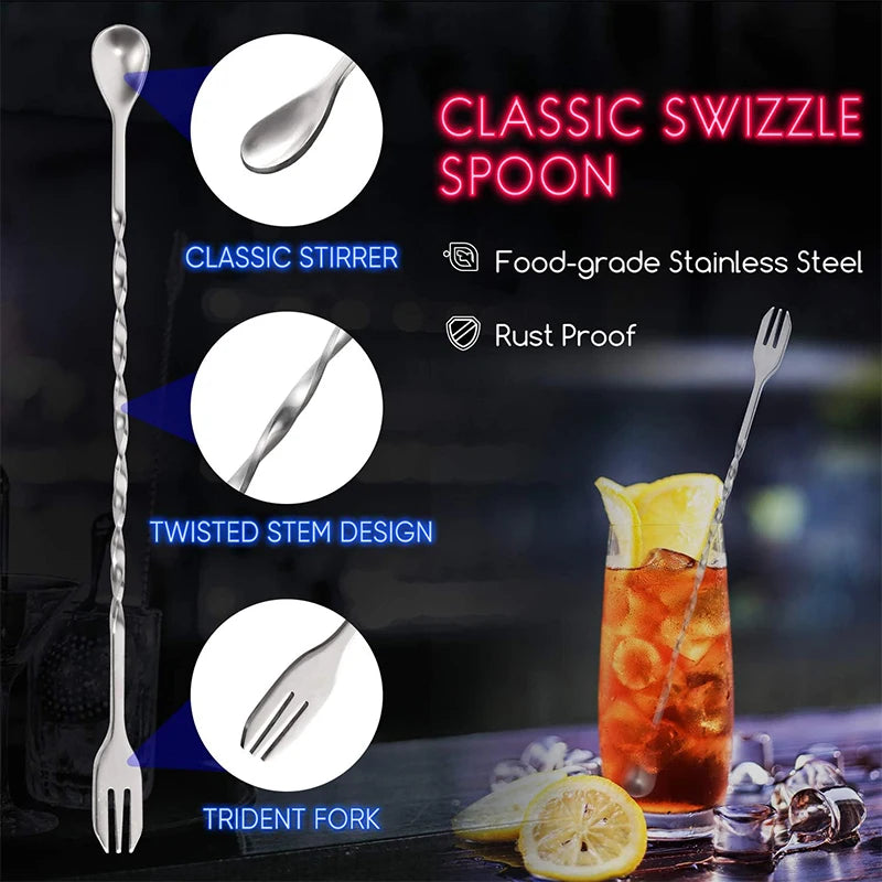 Professional Bar Stainless Steel Cocktail Muddler and Mixing Spoon