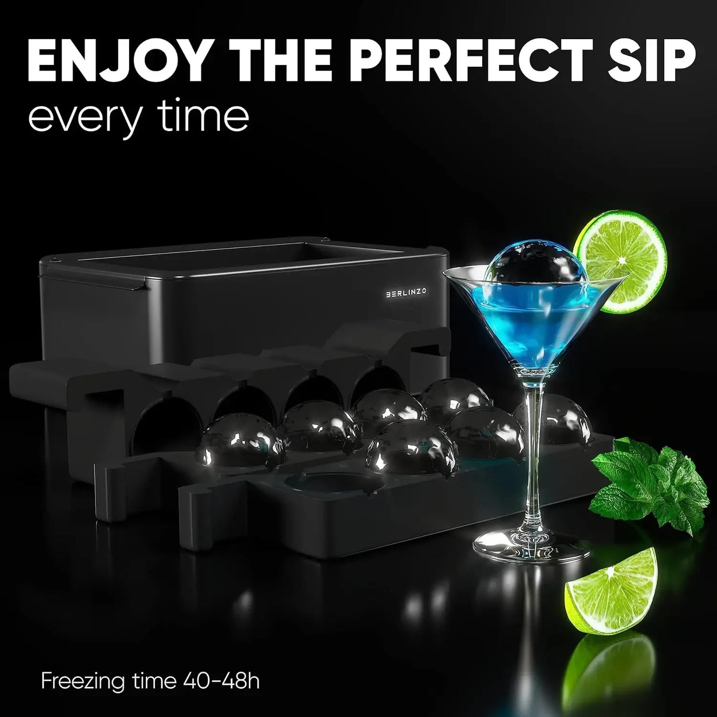 Bartender Black Crystal Clear Ice Sphere Maker