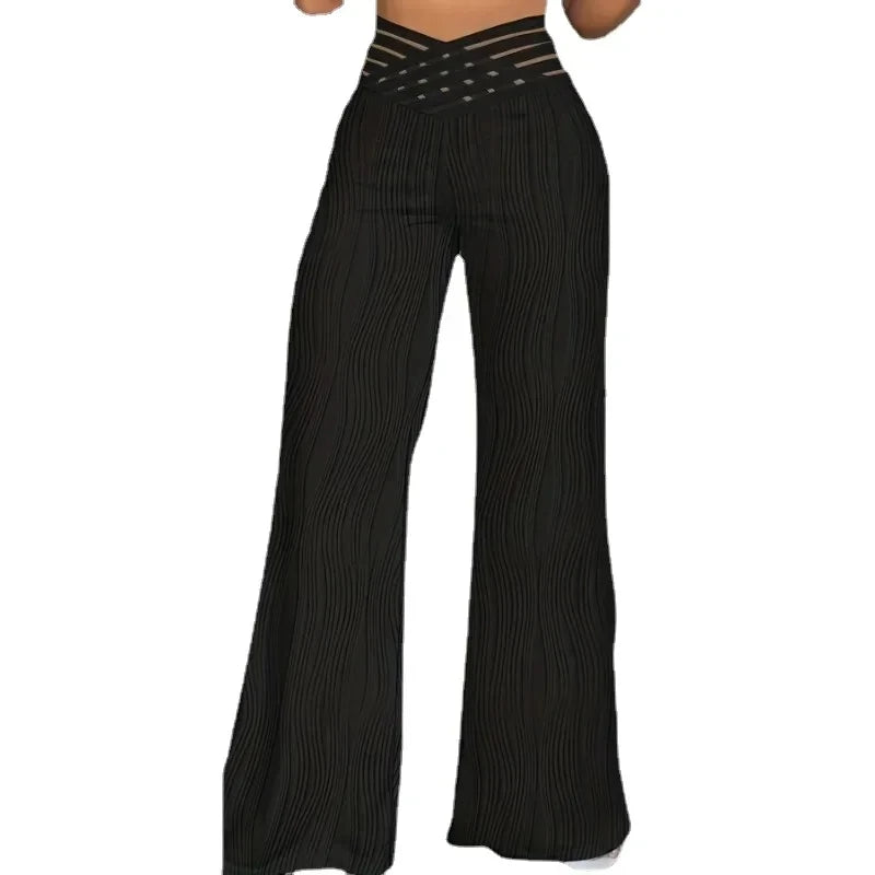 Bartender Black Women's Wide-Leg Flare Pants