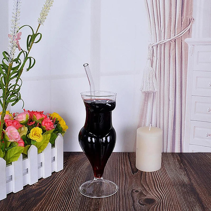 Bartender Black Silhouette Cocktail Glass