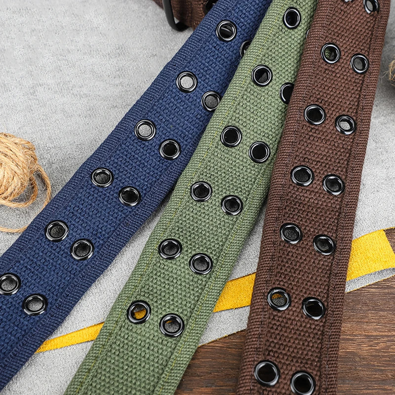 Men's and women's double button canvas belt