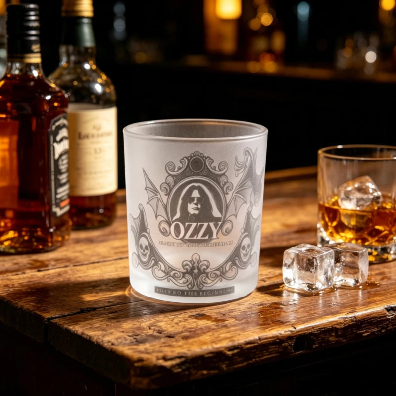 Bartender Black Skull Bat Rock Whiskey Glass