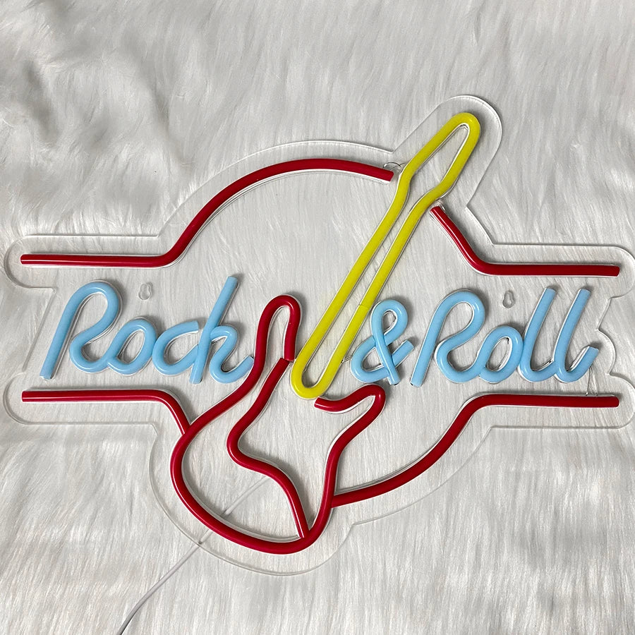 Bartender Black Rock & Roll Neon Bar Sign