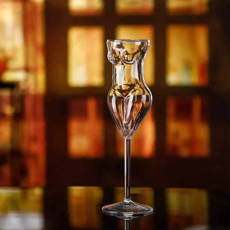 Bartender Black Silhouette Cocktail Glass