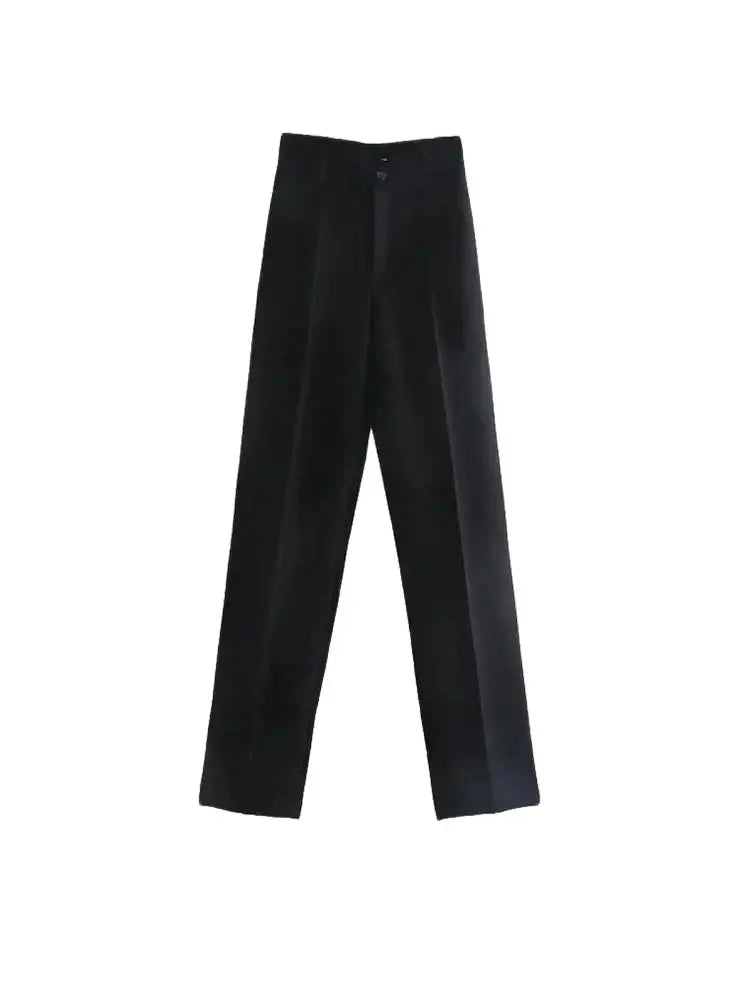 Bartender Black Women's High-Waist Straight-Leg Trousers