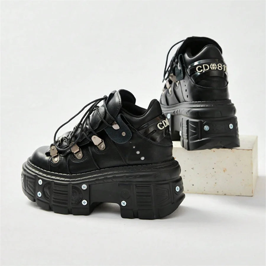 Punk Style Women Black Shoes