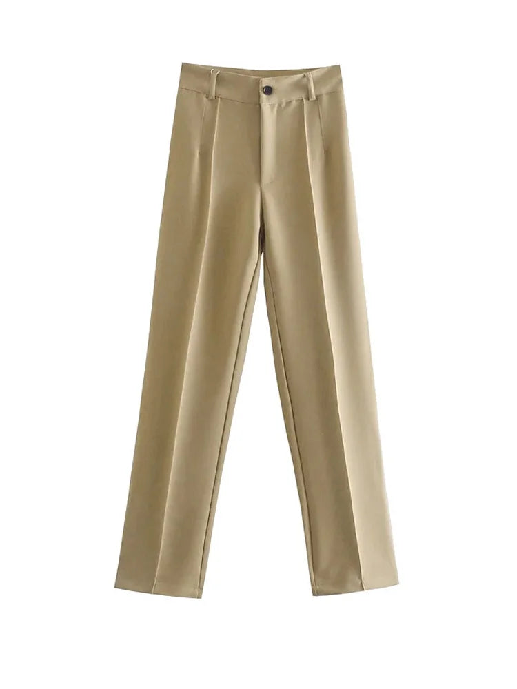 Bartender Black Women's High-Waist Straight-Leg Trousers