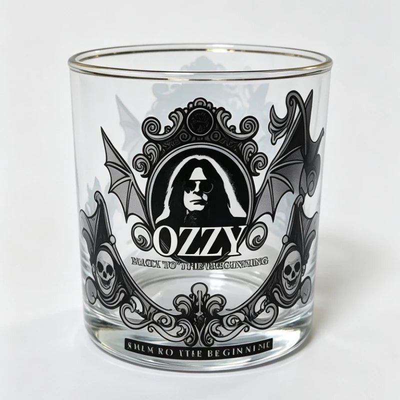 Bartender Black Skull Bat Rock Whiskey Glass