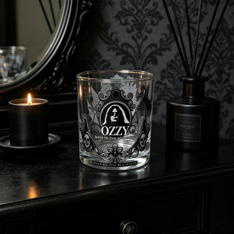 Bartender Black Skull Bat Rock Whiskey Glass