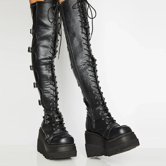 Punk Over-the-knee Boots Women Platform Heels