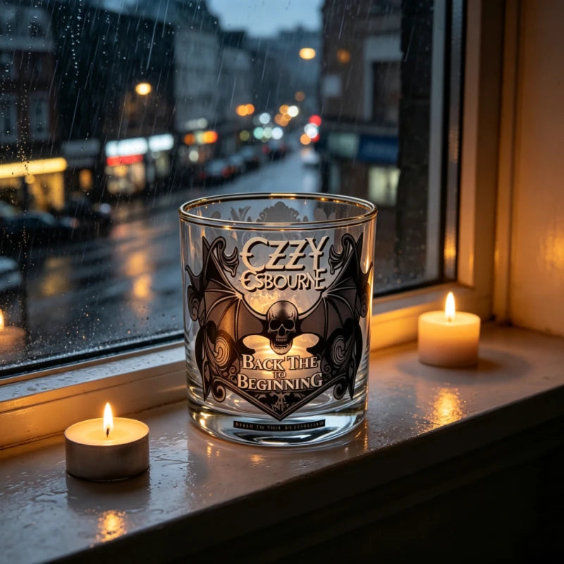 Bartender Black Skull Bat Rock Whiskey Glass