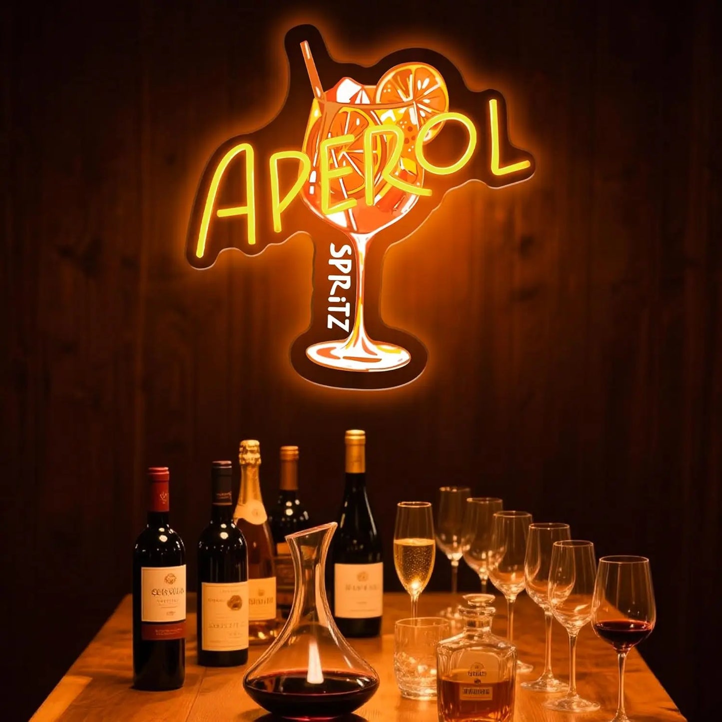 Bartender Black Aperol Spritz LED Neon Sign