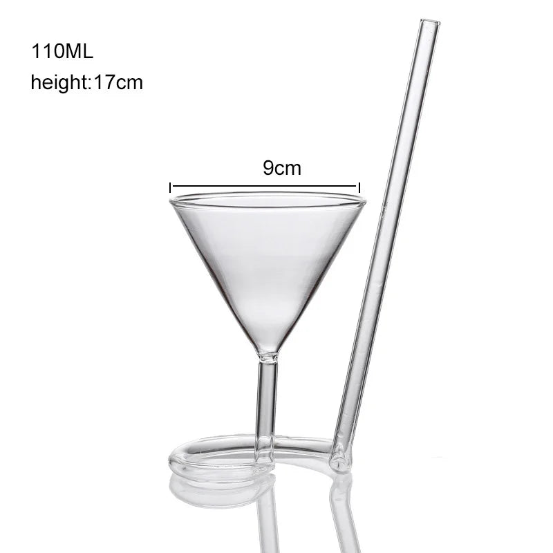 Bartender Black Cocktail Goblet Glass with Pipette