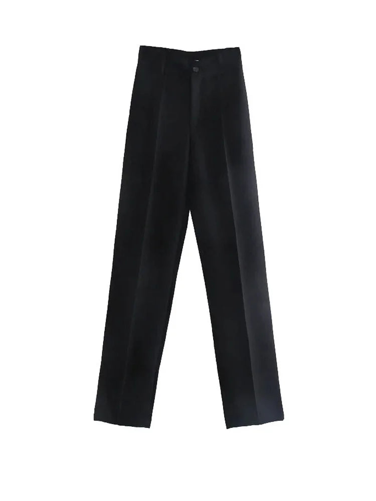 Bartender Black Women's High-Waist Straight-Leg Trousers