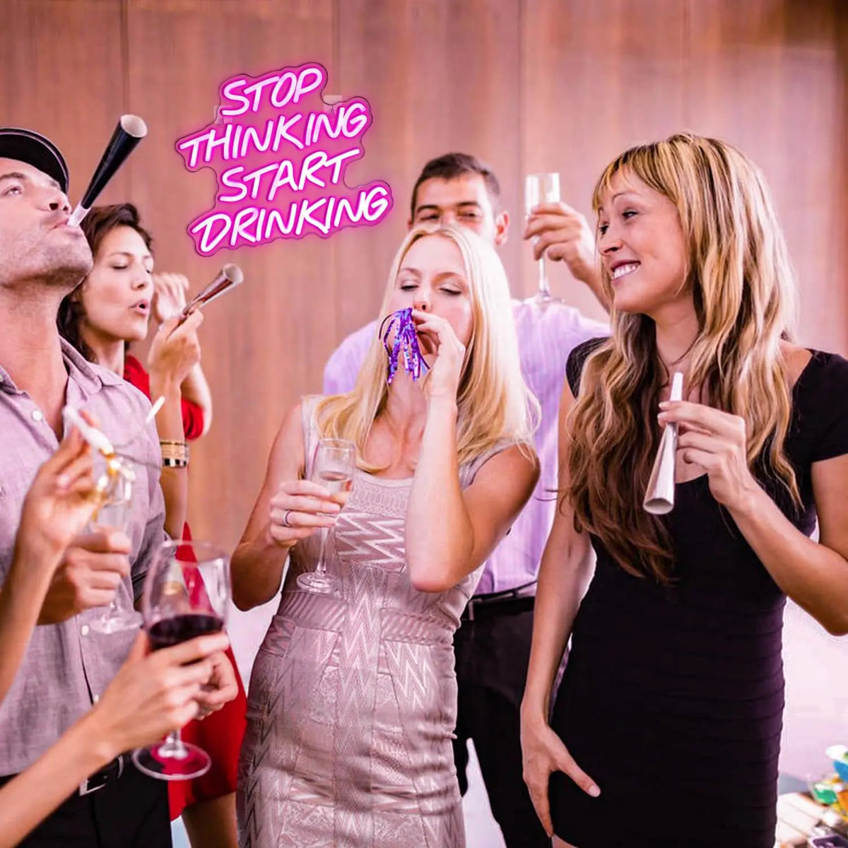 Bartender Black Stop Thinking Start Drinking Neon Sign