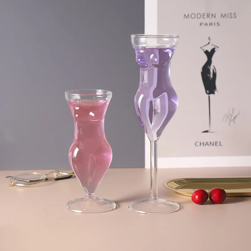 Bartender Black Silhouette Cocktail Glass