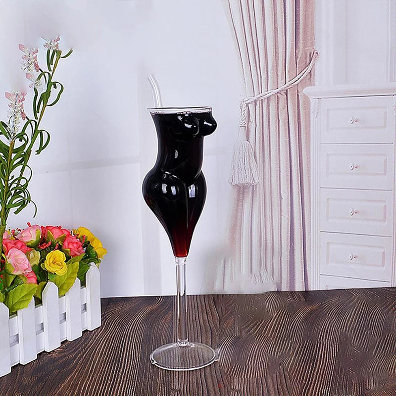 Bartender Black Silhouette Cocktail Glass