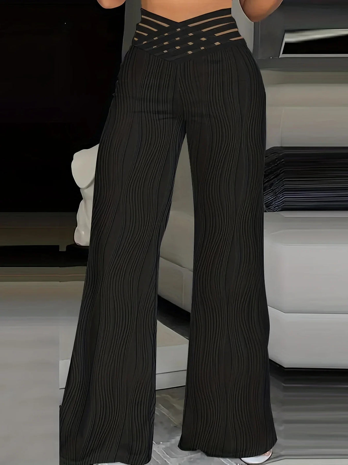 Bartender Black Women's Wide-Leg Flare Pants