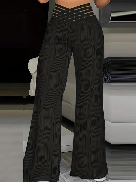 Bartender Black Women's Wide-Leg Flare Pants