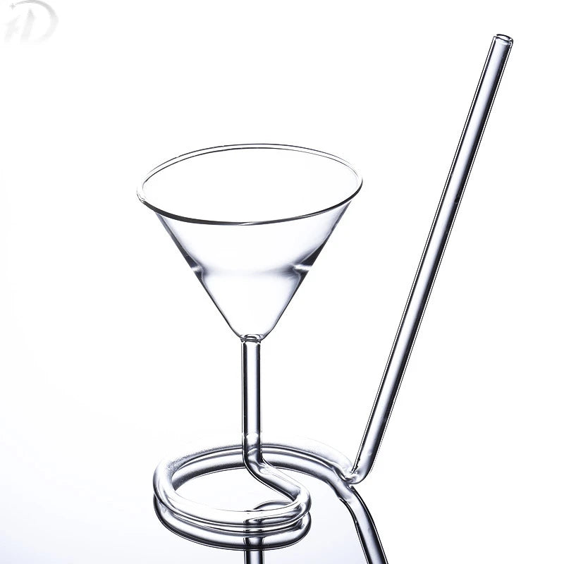 Bartender Black Cocktail Goblet Glass with Pipette