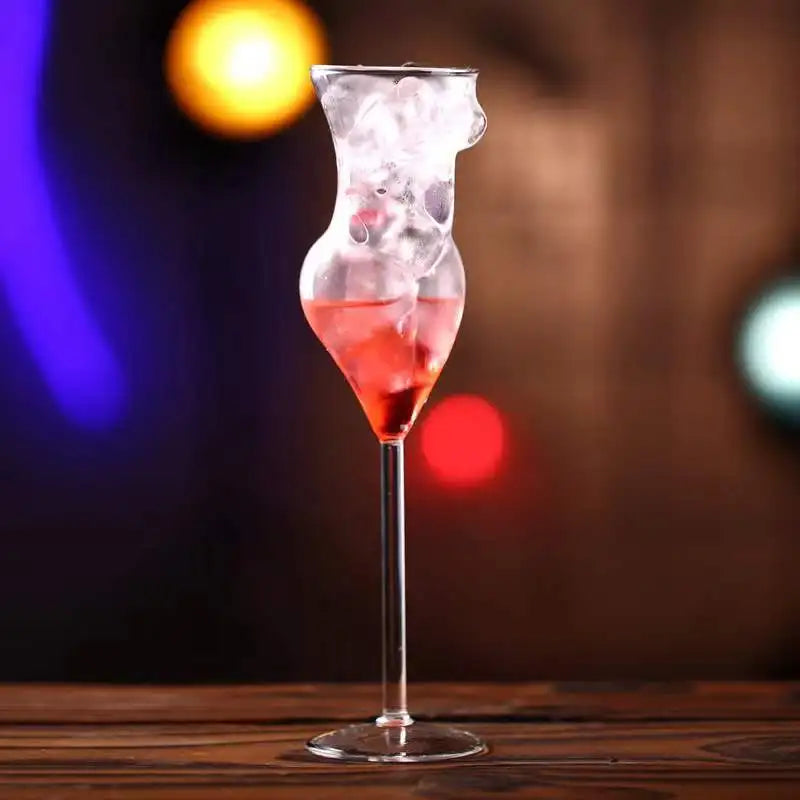 Bartender Black Silhouette Cocktail Glass