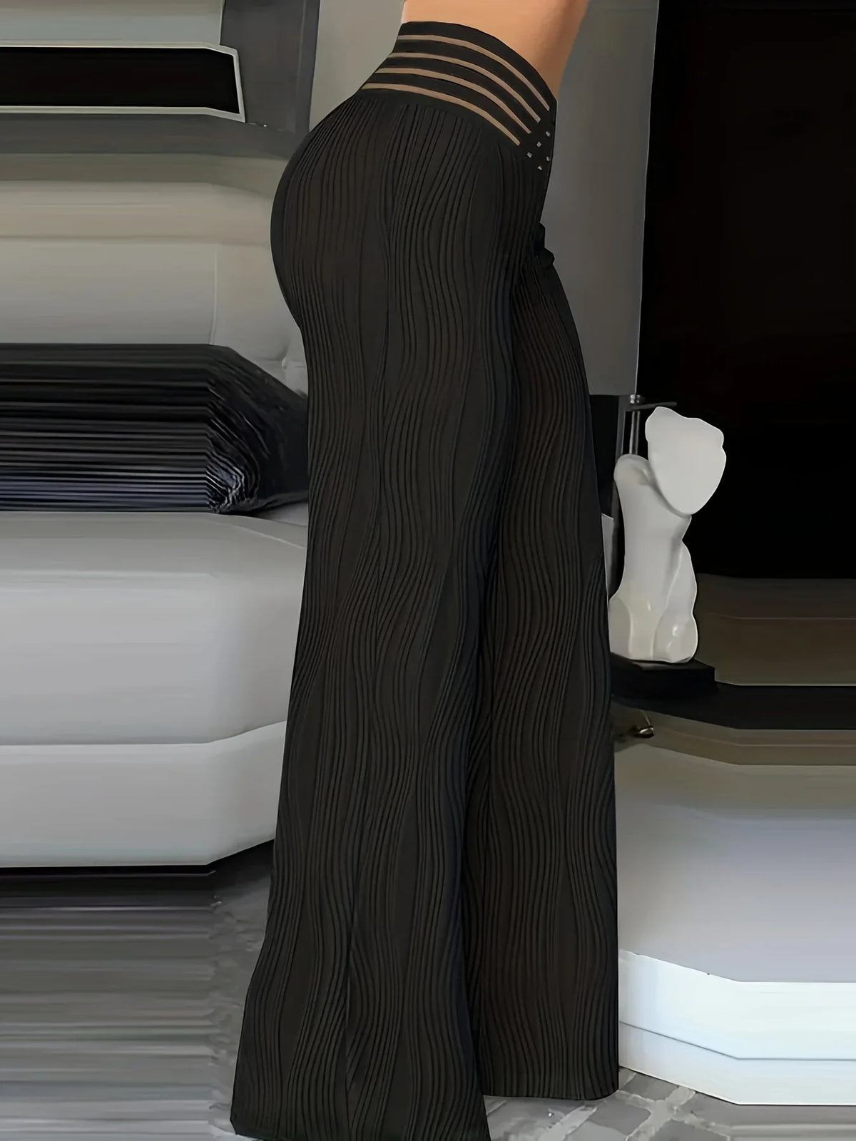 Bartender Black Women's Wide-Leg Flare Pants