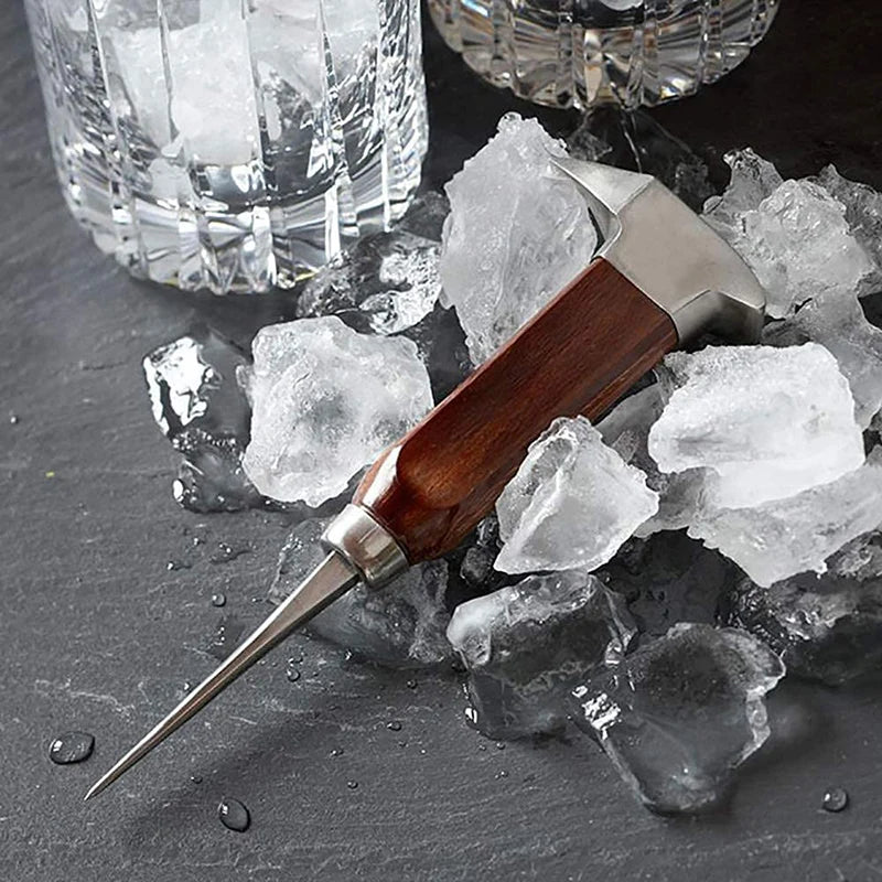 Ice Pick - Stainless Steel Ice Chipper with Wood Handle