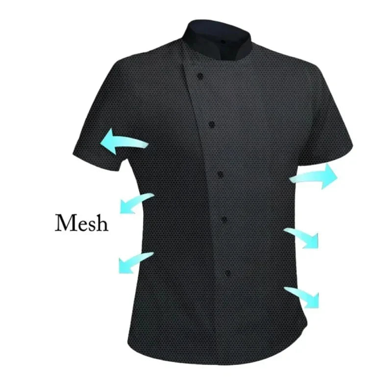 Bartender Black Breathable Mesh Chef Jacket