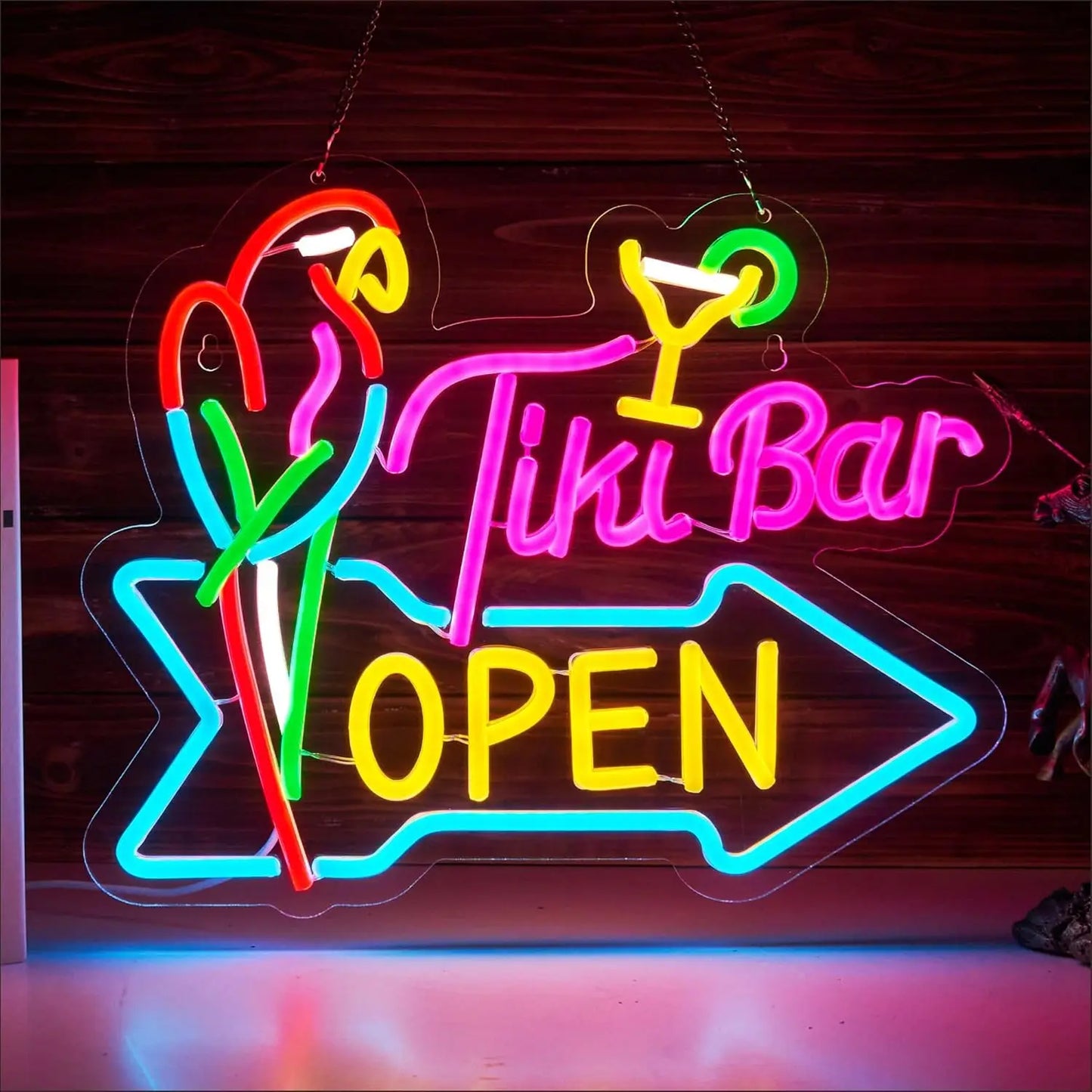 Bartender Black Bar Open LED Neon Sign