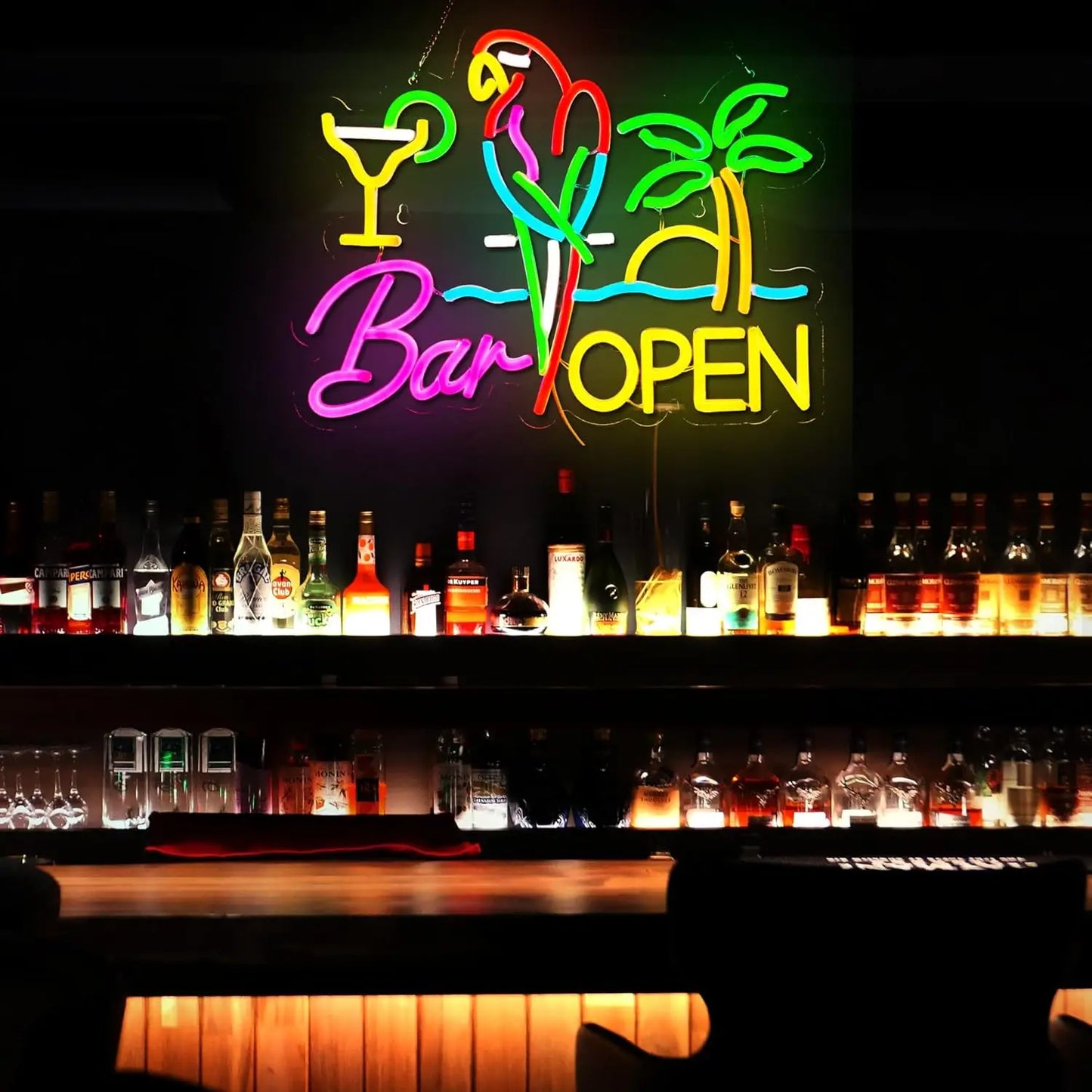 Bartender Black Bar Open LED Neon Sign