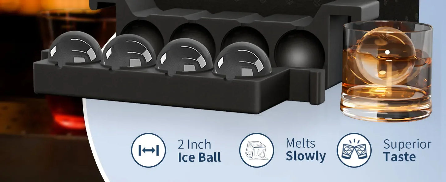 Bartender Black Crystal Clear Ice Sphere Maker